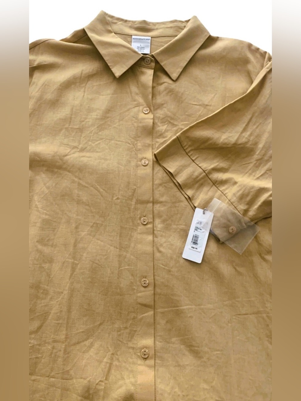 NEW Size L Womens Nottibianche Casual Linen Maxi House Dress Pockets Tan $58 - Picture 9 of 9